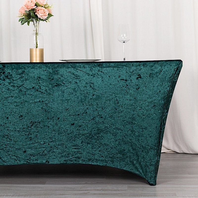 6ft Crushed Velvet Stretch Fitted Rectangular Table Cover