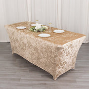 6ft Crushed Velvet Stretch Fitted Rectangular Table Cover