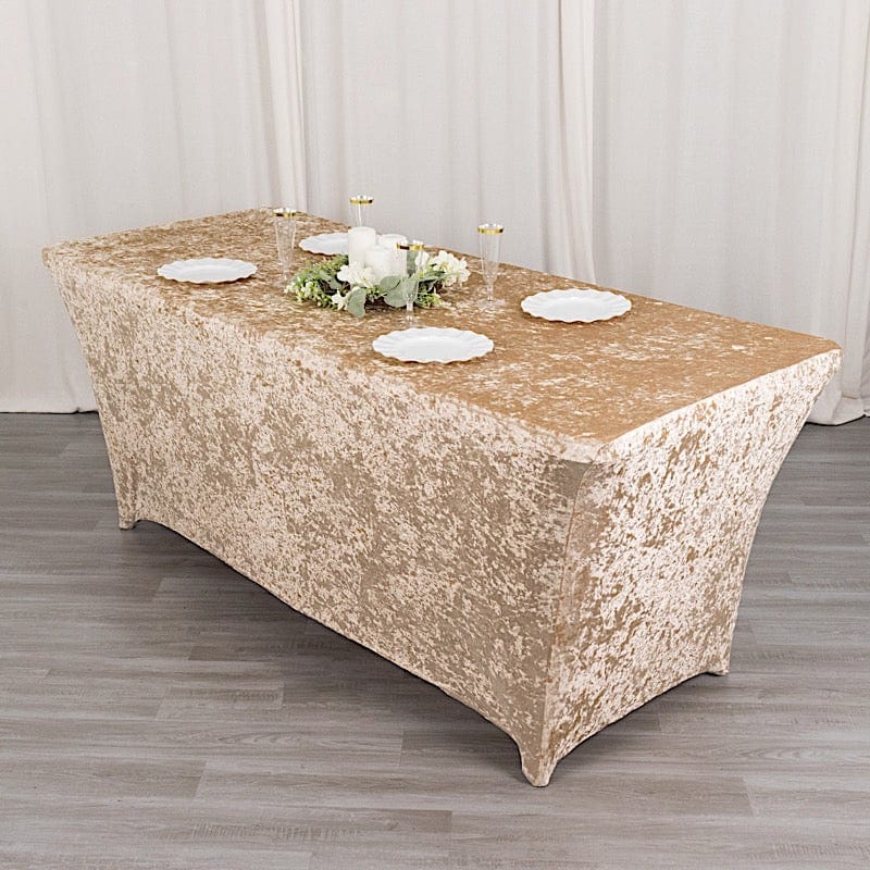 6ft Crushed Velvet Stretch Fitted Rectangular Table Cover