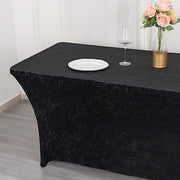 6ft Crushed Velvet Stretch Fitted Rectangular Table Cover