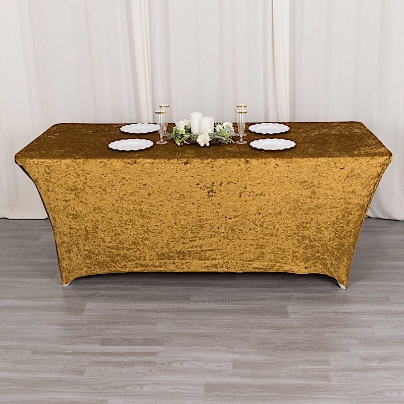 6ft Crushed Velvet Stretch Fitted Rectangular Table Cover
