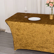 6ft Crushed Velvet Stretch Fitted Rectangular Table Cover