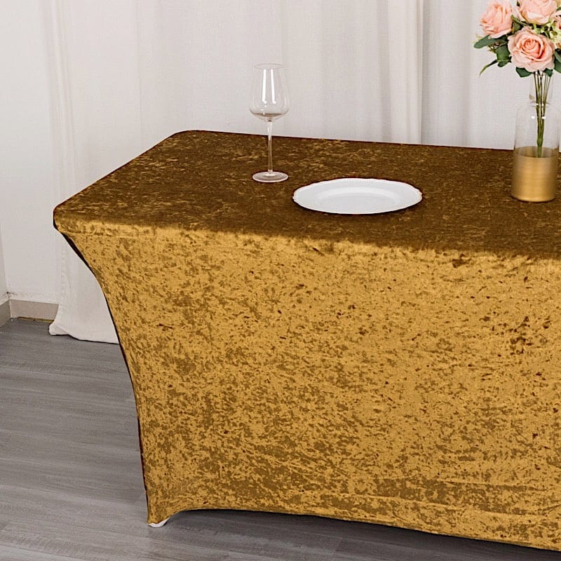 6ft Crushed Velvet Stretch Fitted Rectangular Table Cover