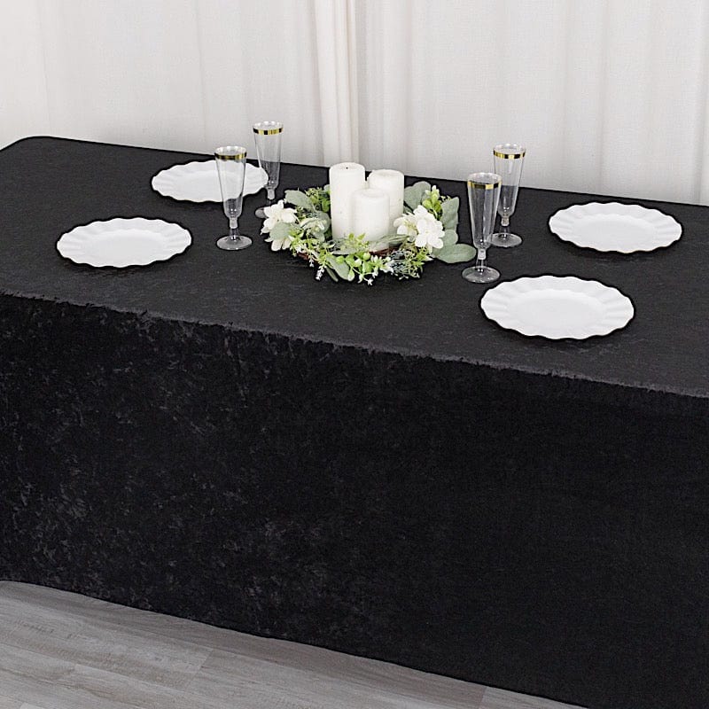 6ft Crushed Velvet Stretch Fitted Rectangular Table Cover