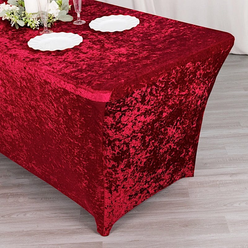 6ft Crushed Velvet Stretch Fitted Rectangular Table Cover