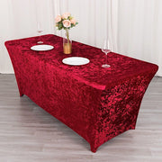 6ft Crushed Velvet Stretch Fitted Rectangular Table Cover