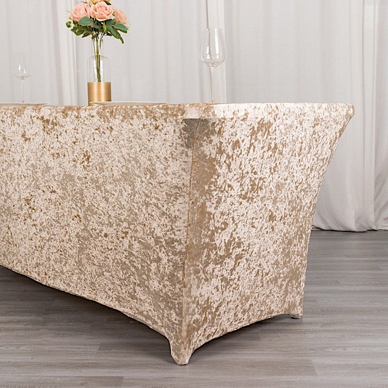 6ft Crushed Velvet Stretch Fitted Rectangular Table Cover