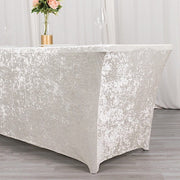 6ft Crushed Velvet Stretch Fitted Rectangular Table Cover