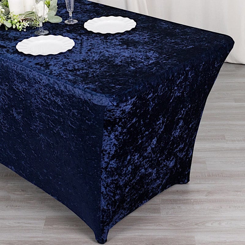 6ft Crushed Velvet Stretch Fitted Rectangular Table Cover