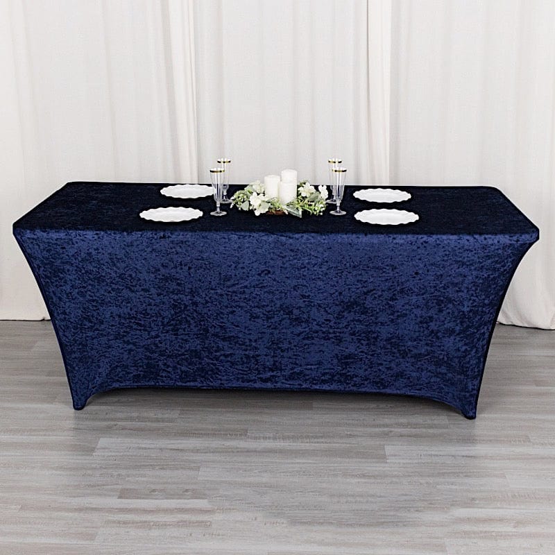 6ft Crushed Velvet Stretch Fitted Rectangular Table Cover