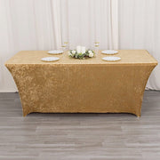 6ft Crushed Velvet Stretch Fitted Rectangular Table Cover