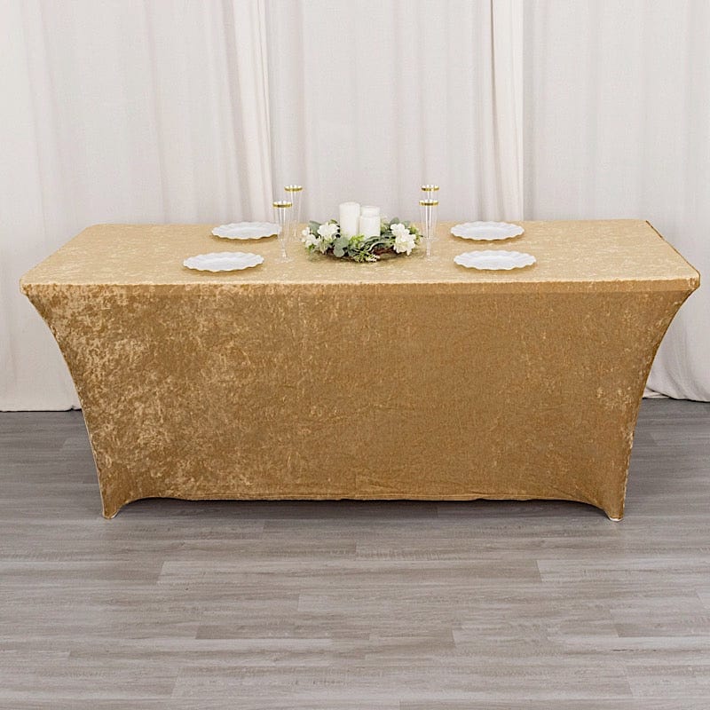 6ft Crushed Velvet Stretch Fitted Rectangular Table Cover