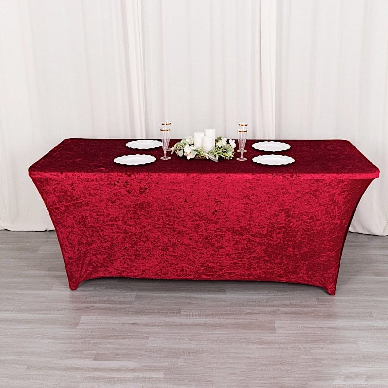 6ft Crushed Velvet Stretch Fitted Rectangular Table Cover
