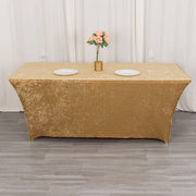 6ft Crushed Velvet Stretch Fitted Rectangular Table Cover