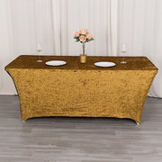 6ft Crushed Velvet Stretch Fitted Rectangular Table Cover