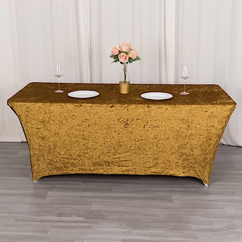 6ft Crushed Velvet Stretch Fitted Rectangular Table Cover