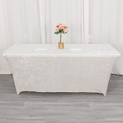 6ft Crushed Velvet Stretch Fitted Rectangular Table Cover