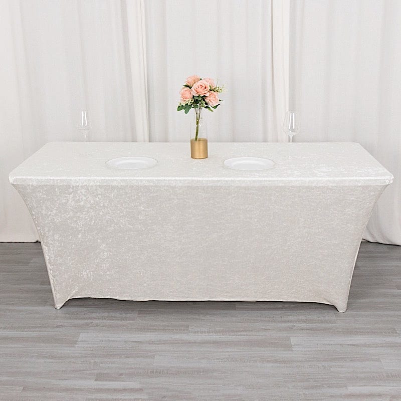 6ft Crushed Velvet Stretch Fitted Rectangular Table Cover
