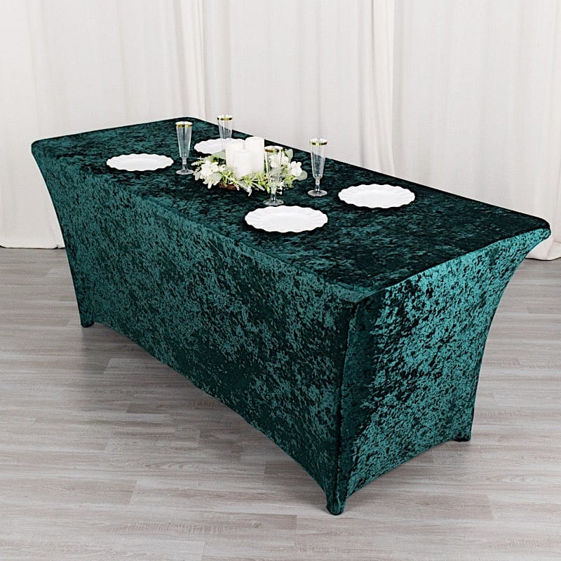 6ft Crushed Velvet Stretch Fitted Rectangular Table Cover
