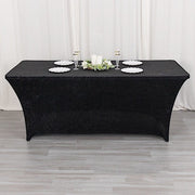 6ft Crushed Velvet Stretch Fitted Rectangular Table Cover
