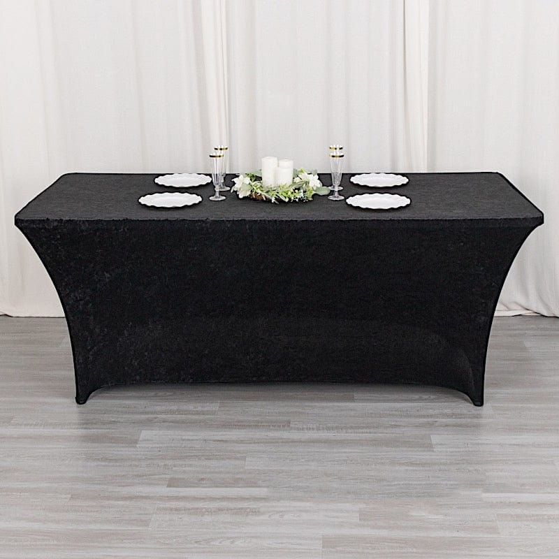 6ft Crushed Velvet Stretch Fitted Rectangular Table Cover