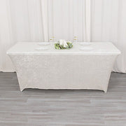 6ft Crushed Velvet Stretch Fitted Rectangular Table Cover
