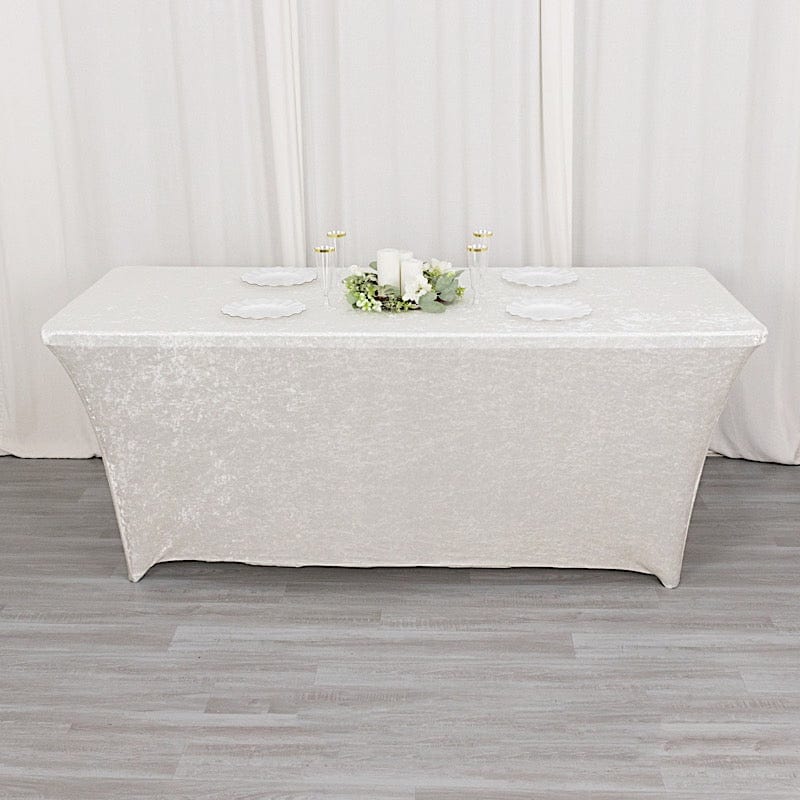 6ft Crushed Velvet Stretch Fitted Rectangular Table Cover