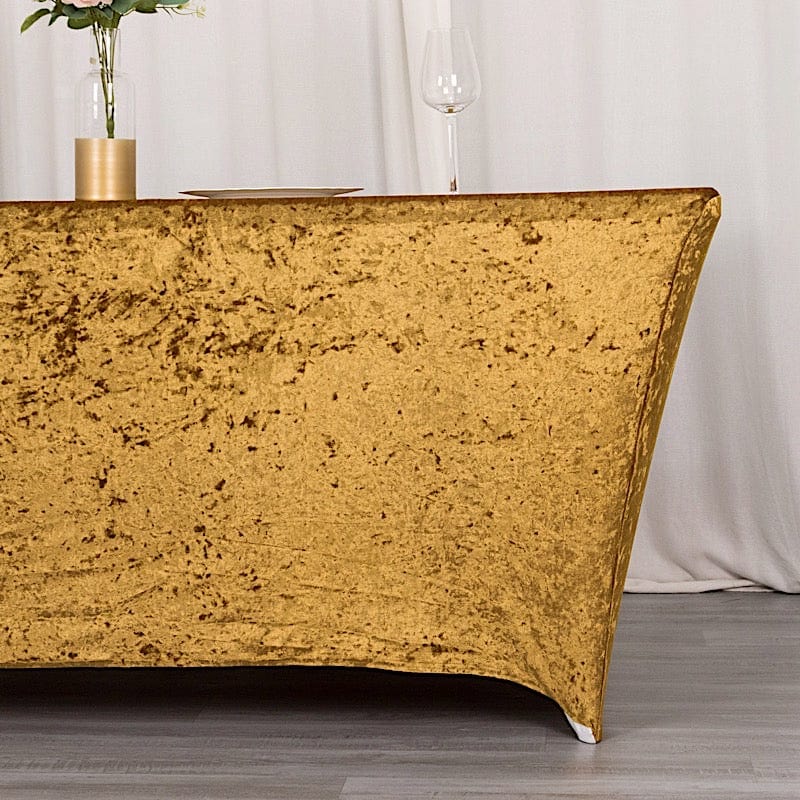 6ft Crushed Velvet Stretch Fitted Rectangular Table Cover