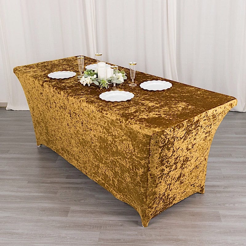 6ft Crushed Velvet Stretch Fitted Rectangular Table Cover