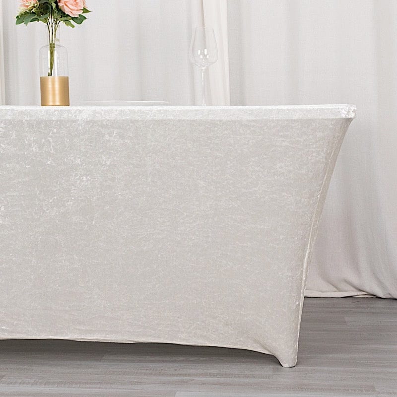 6ft Crushed Velvet Stretch Fitted Rectangular Table Cover