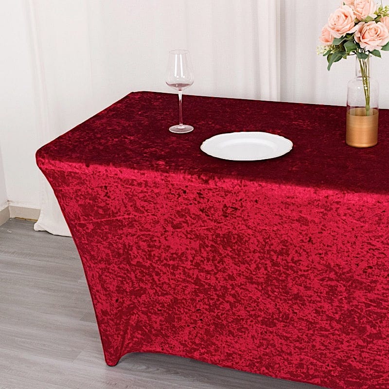 6ft Crushed Velvet Stretch Fitted Rectangular Table Cover