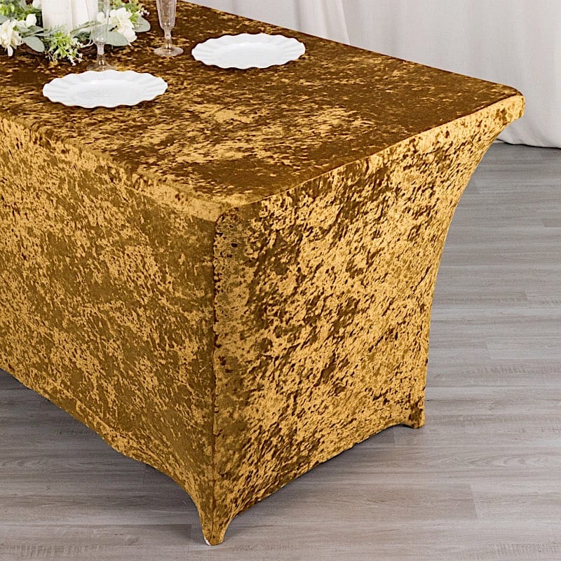6ft Crushed Velvet Stretch Fitted Rectangular Table Cover