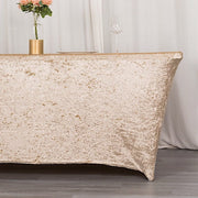 6ft Crushed Velvet Stretch Fitted Rectangular Table Cover