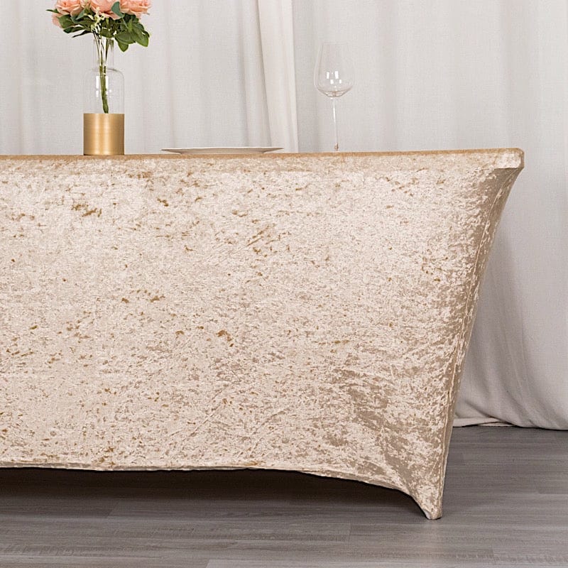 6ft Crushed Velvet Stretch Fitted Rectangular Table Cover