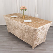6ft Crushed Velvet Stretch Fitted Rectangular Table Cover