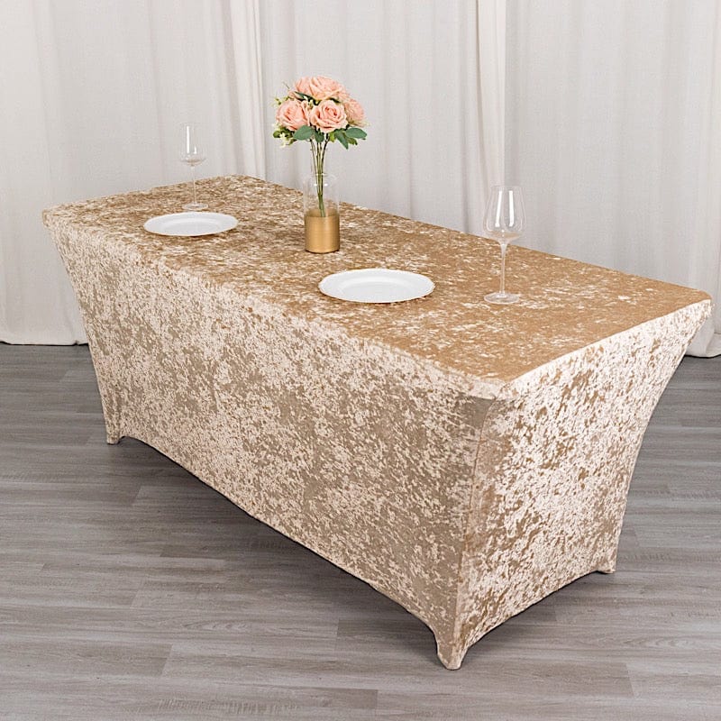 6ft Crushed Velvet Stretch Fitted Rectangular Table Cover