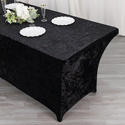 6ft Crushed Velvet Stretch Fitted Rectangular Table Cover