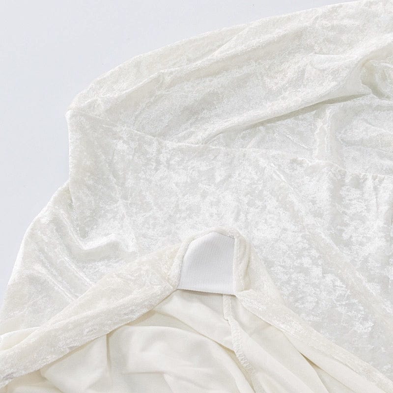 6ft Crushed Velvet Stretch Fitted Rectangular Table Cover - Beige