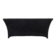 6ft Crushed Velvet Stretch Fitted Rectangular Table Cover TAB_REC_VEL6FT_BLK