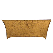 6ft Crushed Velvet Stretch Fitted Rectangular Table Cover - Beige TAB_REC_VEL6FT_GOLD