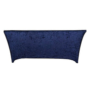 6ft Crushed Velvet Stretch Fitted Rectangular Table Cover TAB_REC_VEL6FT_NAVY