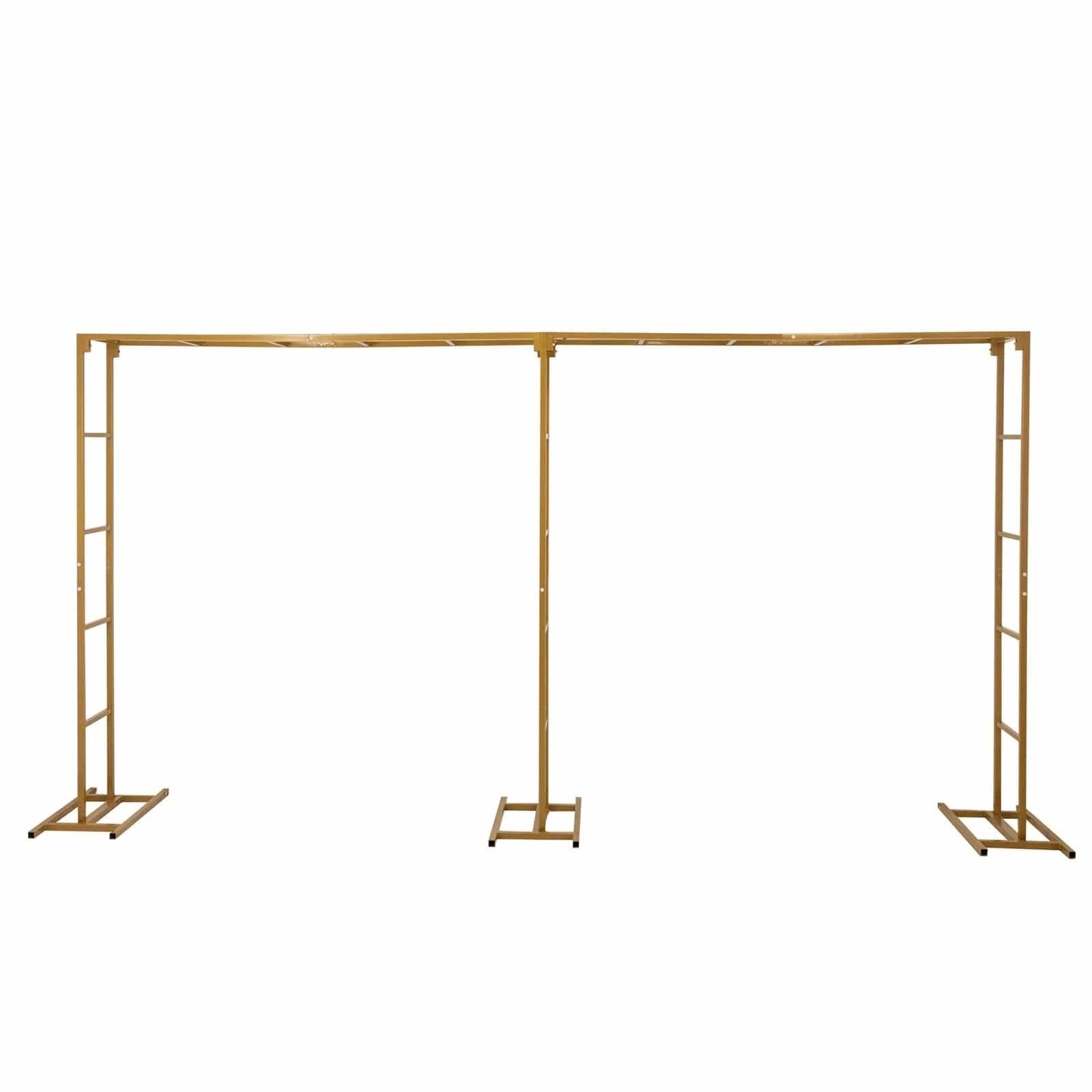 6ft x 12ft Freestanding Rectangular Double Frame Metal Over The Table Stand - Gold BKDP_STND_LADER_6X12_GOLD