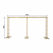 6ft x 12ft Freestanding Rectangular Double Frame Metal Over The Table Stand - Gold BKDP_STND_LADER_6X12_GOLD