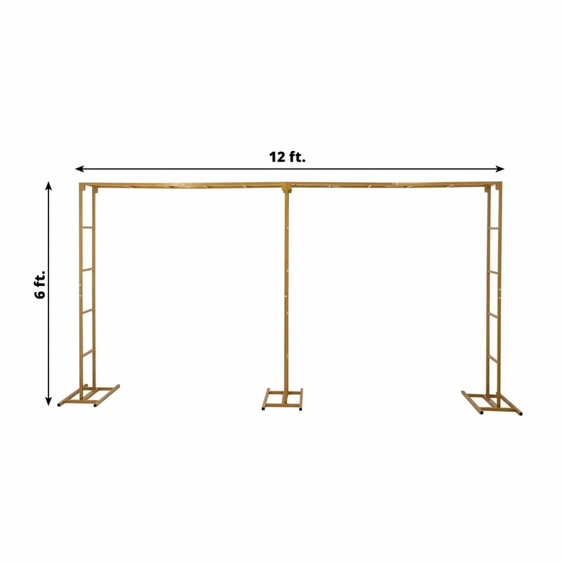 6ft x 12ft Freestanding Rectangular Double Frame Metal Over The Table Stand - Gold BKDP_STND_LADER_6X12_GOLD