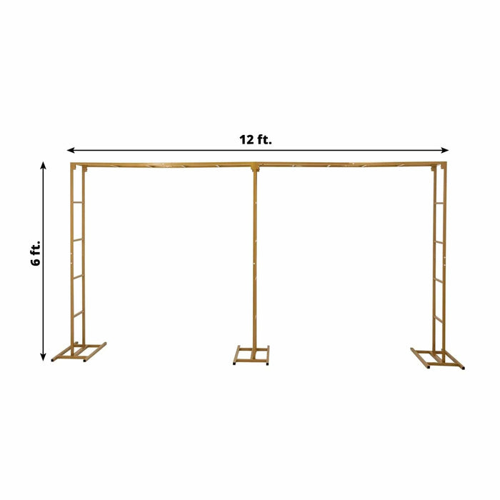 6ft x 12ft Freestanding Rectangular Double Frame Metal Over The Table Stand - Gold BKDP_STND_LADER_6X12_GOLD