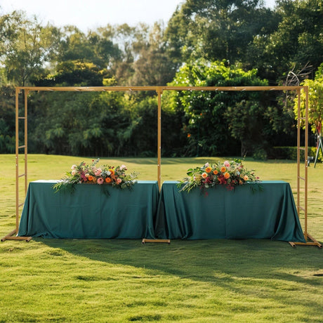 6ft x 12ft Freestanding Rectangular Double Frame Metal Over The Table Stand - Gold BKDP_STND_LADER_6X12_GOLD