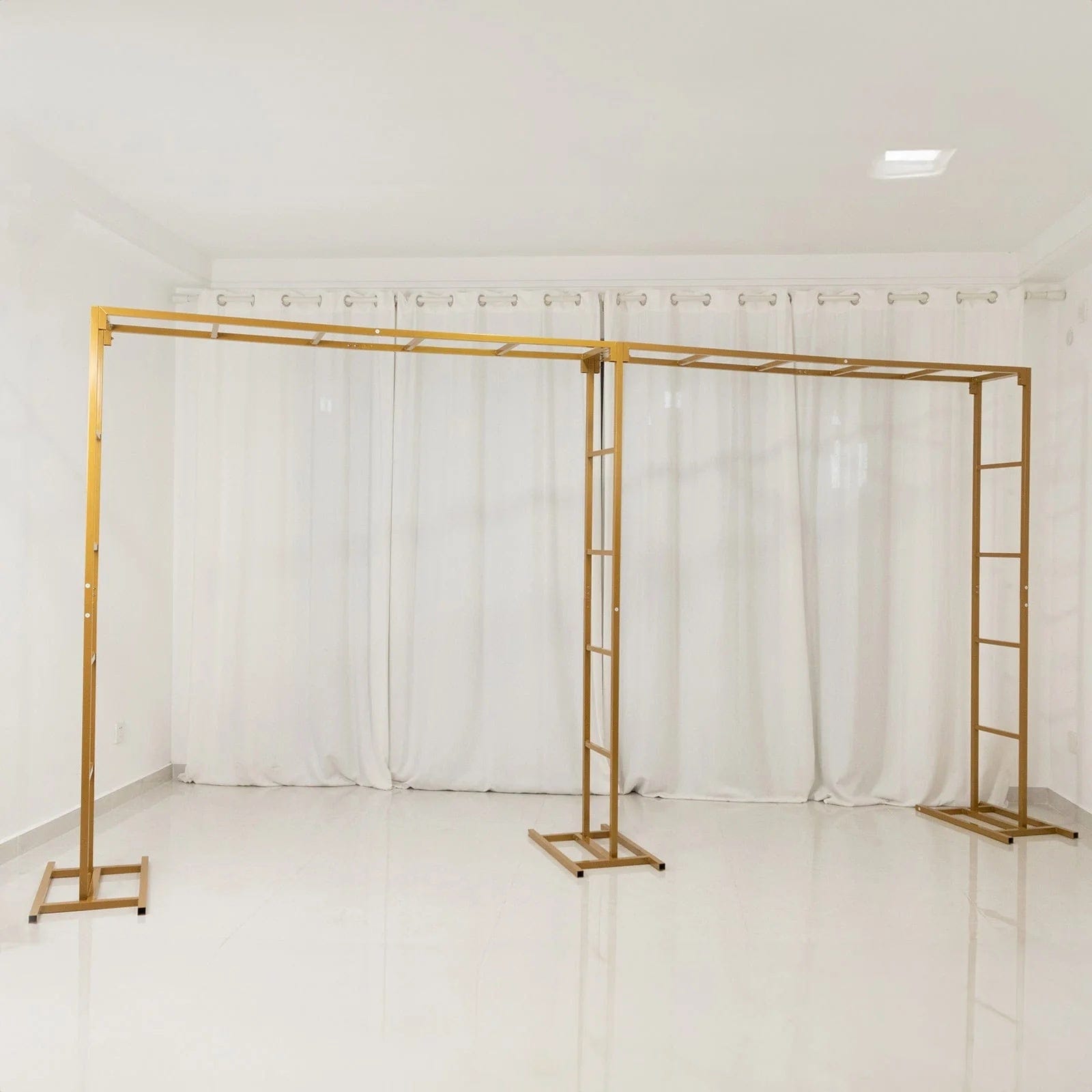 6ft x 12ft Freestanding Rectangular Double Frame Metal Over The Table Stand - Gold BKDP_STND_LADER_6X12_GOLD