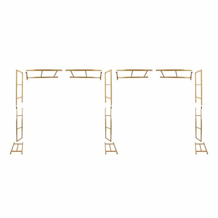 6ft x 12ft Freestanding Rectangular Double Frame Metal Over The Table Stand - Gold BKDP_STND_LADER_6X12_GOLD