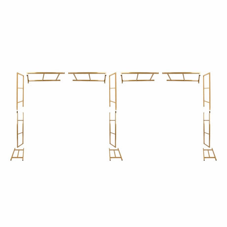 6ft x 12ft Freestanding Rectangular Double Frame Metal Over The Table Stand - Gold BKDP_STND_LADER_6X12_GOLD