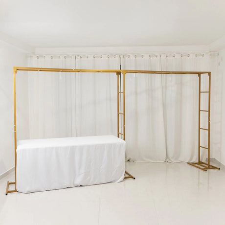 6ft x 12ft Freestanding Rectangular Double Frame Metal Over The Table Stand - Gold BKDP_STND_LADER_6X12_GOLD